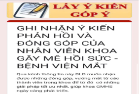 Đẩy mạnh chuyển đổi số trong công tác tiếp nhận phản hồi của nhân viên tại khoa Gây mê hồi sức – Bệnh viện Mắt.